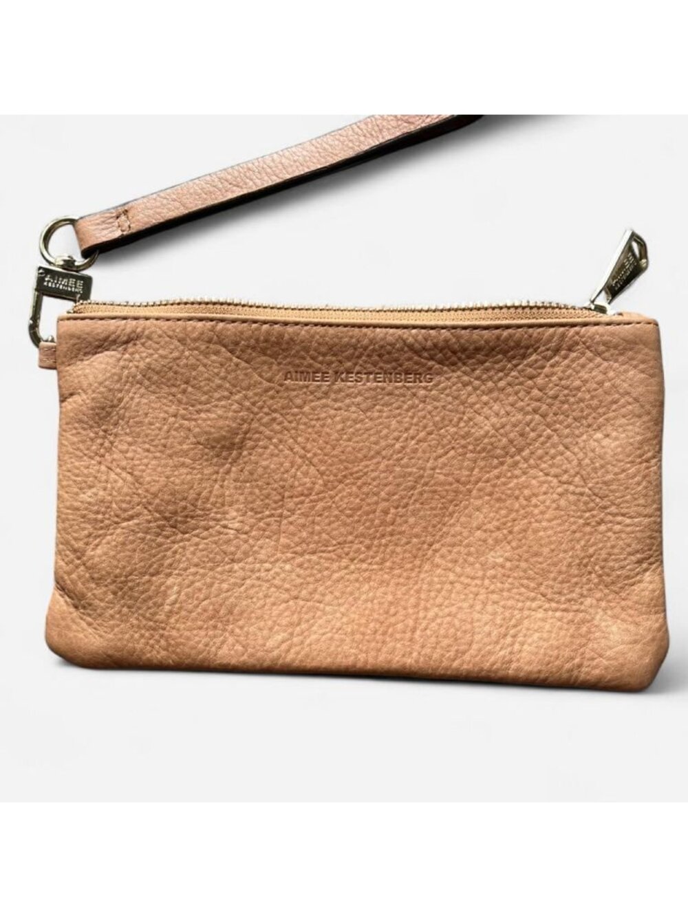 Aimee Kestenberg Tan Leather Wristlet Utility Minimalist Indie Travel Casual